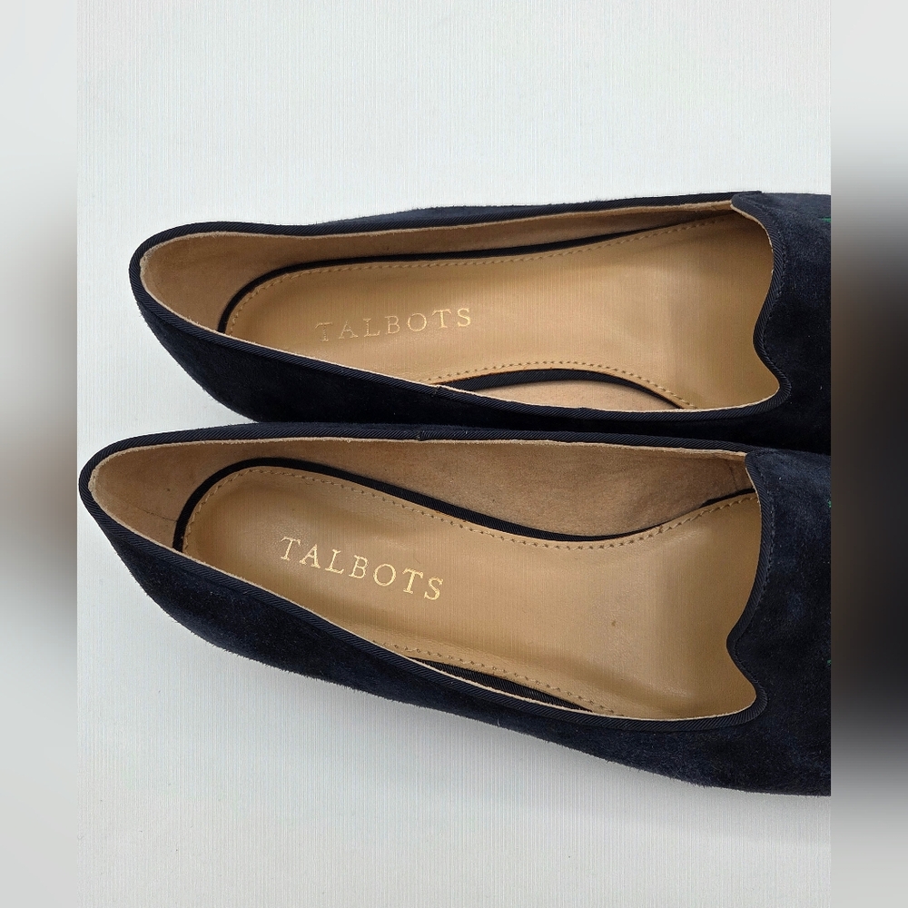 Talbots Ryan Loafer Christmas Holiday Truck Trees Dog Slip Ons Size 8 Blue - Picture 3 of 6